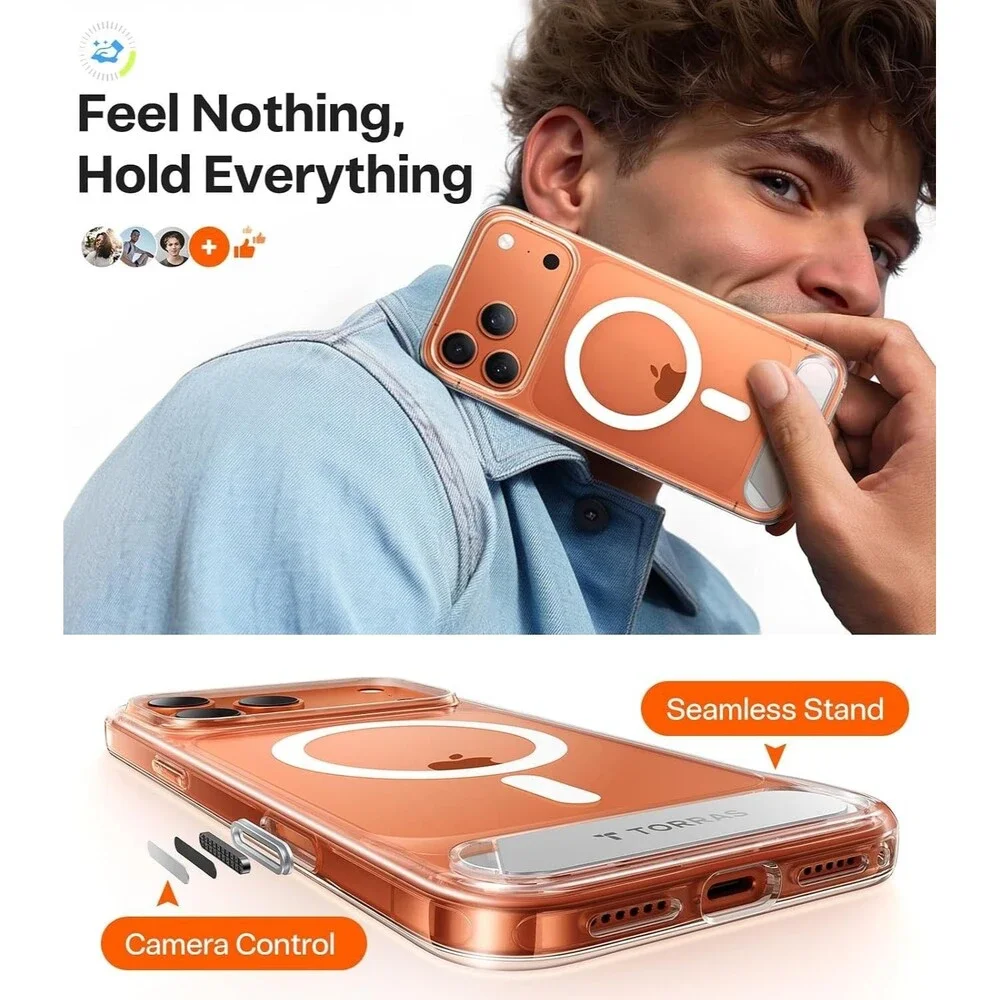TORRAS Strong Magnetic & Seamless Stand for iPhone 17 Pro Case